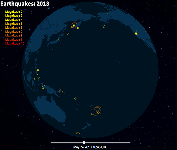 Planetary.js: 2013 Earthquakes
